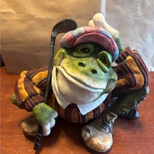 Toad Hollow Ceramic Whimsical Golfing Toad Figure